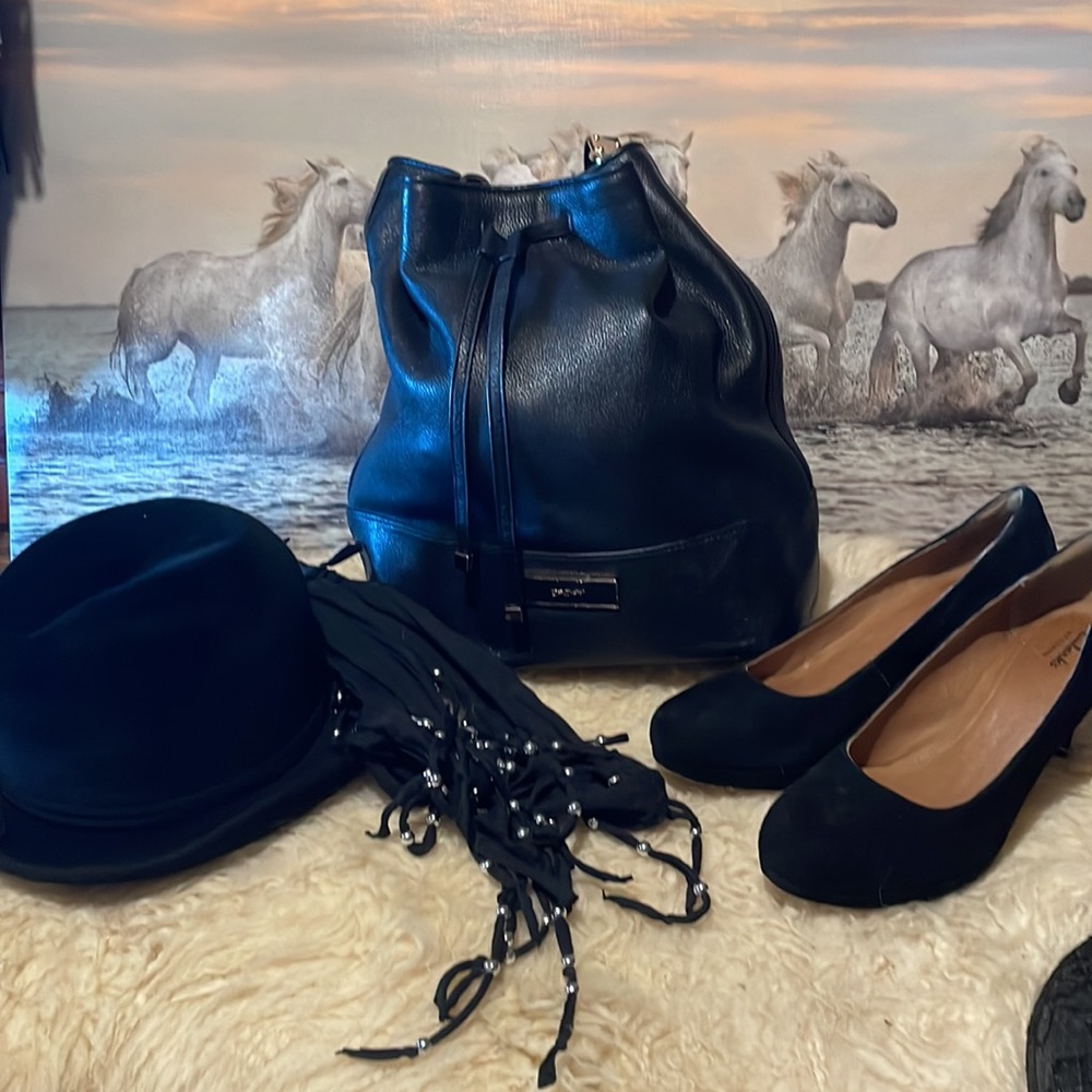 DKNY leather bucket bag